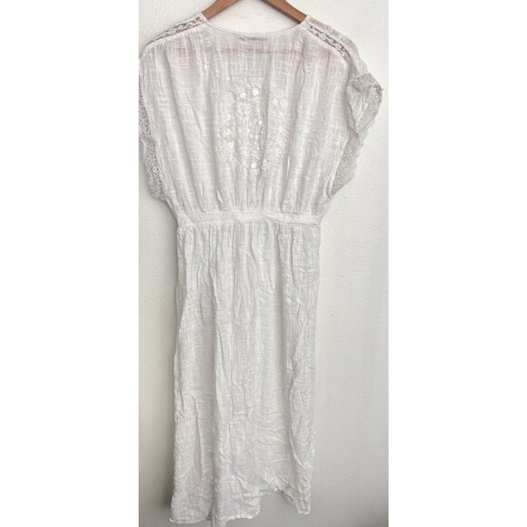 Zara Whimsical White Embroidered V-Neck Lace Cap Sleeves Maxi Dress Cover Up M - Picture 9 of 12